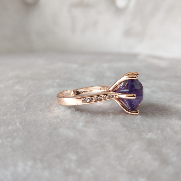 🔥LAST 1🔥NEW STUNNING ROSE GOLD PLATED AMETHYST RING - Picture 10 of 16